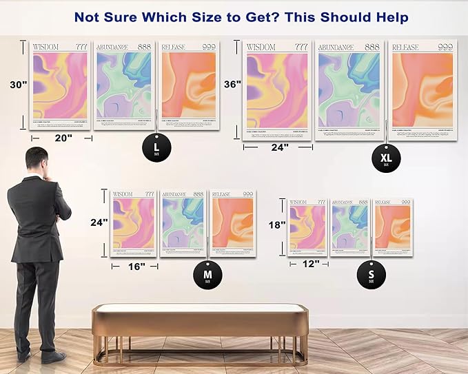 SHMAO Colorful Gradient Angel Numbers Poster Canvas Wall Art for Room Aesthetic Inspirational Spiritual Wall Art Paintings Abstract Minimalist Wall Decor for Bedroom 20"x30" x 3 Pcs