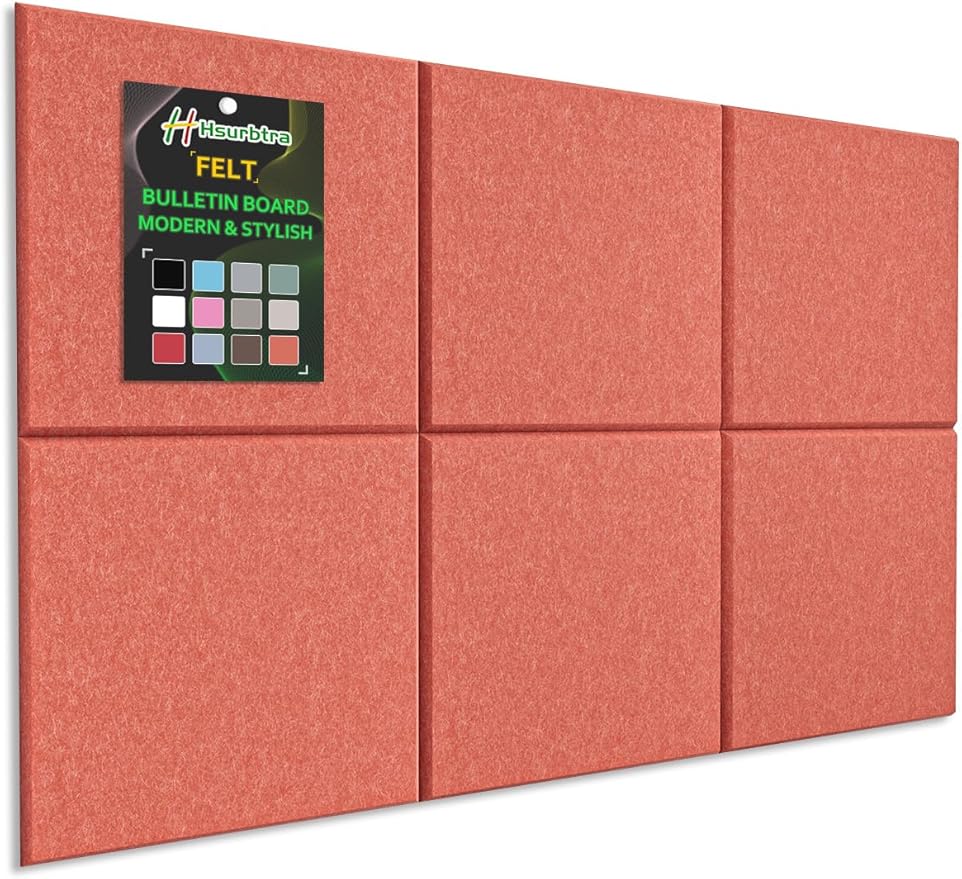 Hsurbtra Large Cork Board for Wall 36 x 24 Inch, 6 Pack Felt Bulletin Notice Board with Pushpins for Office Home School Farmhouse Wall Decor, Orange