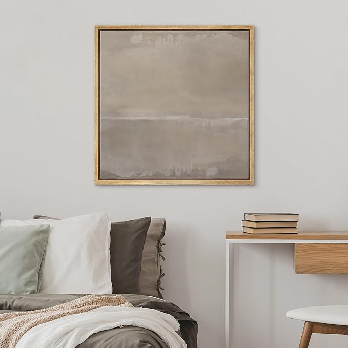 SIGNWIN Framed Canvas Print Wall Art Grey Neutral Abstract Soft Contemporary Illustration Modern Art Decorative Nordic Minimal Calm/Zen for Living Room, Bedroom, Office - 24"x24" Natural