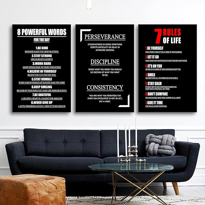 3 Pieces Inspirational Canvas Wall Art Motivational Entrepreneur Quotes Picture Painting Uplifting Words Framed Canvas Poster Print for Living Room Office Gym Wall Decor Ready to Hang [72''Wx36''H]