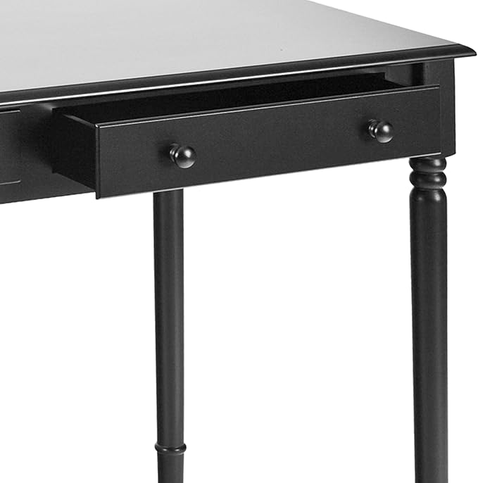 SEI Furniture Janice 2-Drawer Slim Profile Writing Desk, Satin Black