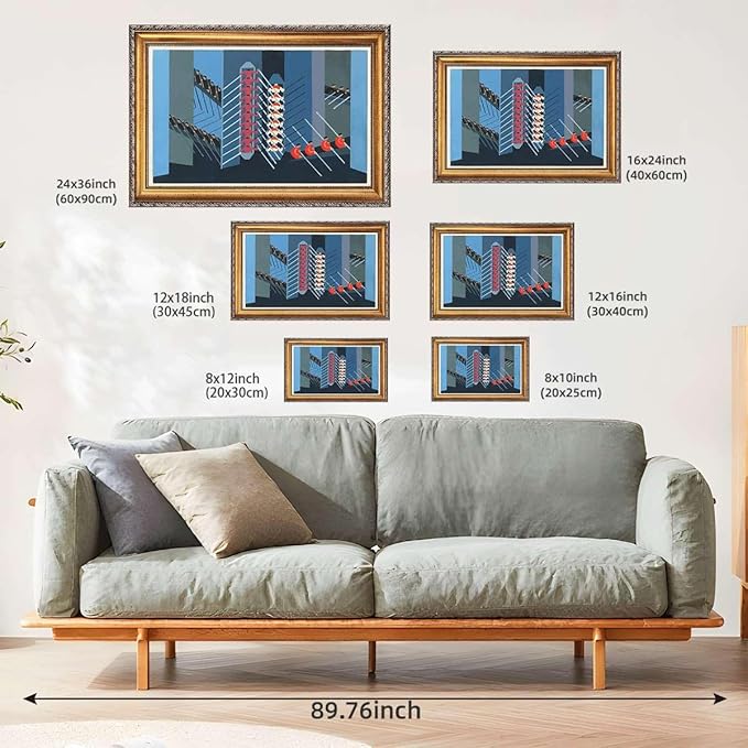Framed Abstract Geometric Workers Poster Canvas Print Art Modern Minimalist Aesthetic Wall Art Painting Pictures Wall Decor Stunning Home Decor for Office Living Room (Retro Framed,24L"x36W")