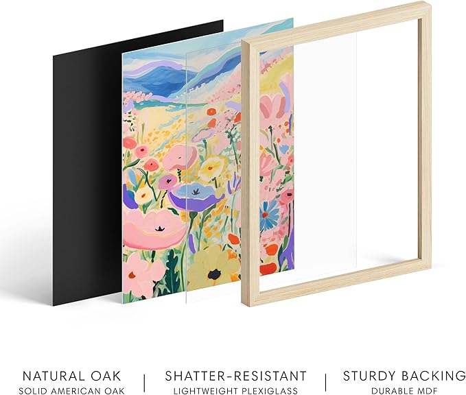 HAUS AND HUES Floral Art Wall Decor - Wildflowers Wall Art for Living Room, Floral Artwork for Bedroom Walls, Flower Painting for College Girls Dorm Room (Valley, Beige Frame, 12x16)