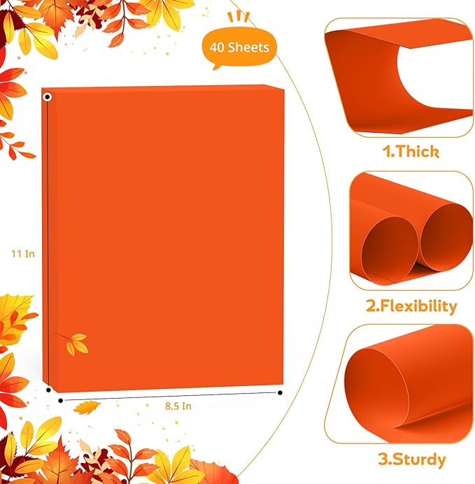 Orange Cardstock 8.5 x 11 Card Stock 200GSM Cover Cardstock for Printer,Copy Card Stock Paper for Printing, 40 Sheets Orange Paper for Invitations,Gift Tags,DIY Card, Art, Drawing,Crafts,Invitations