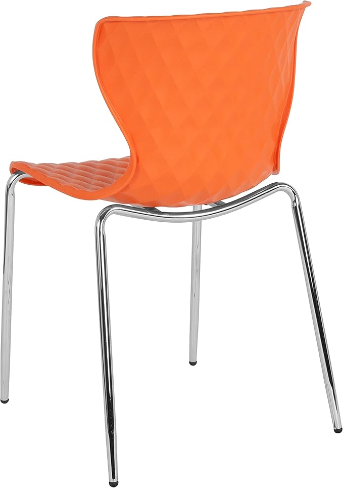 Flash Furniture Lowell Contemporary Design Orange Plastic Stack Chair