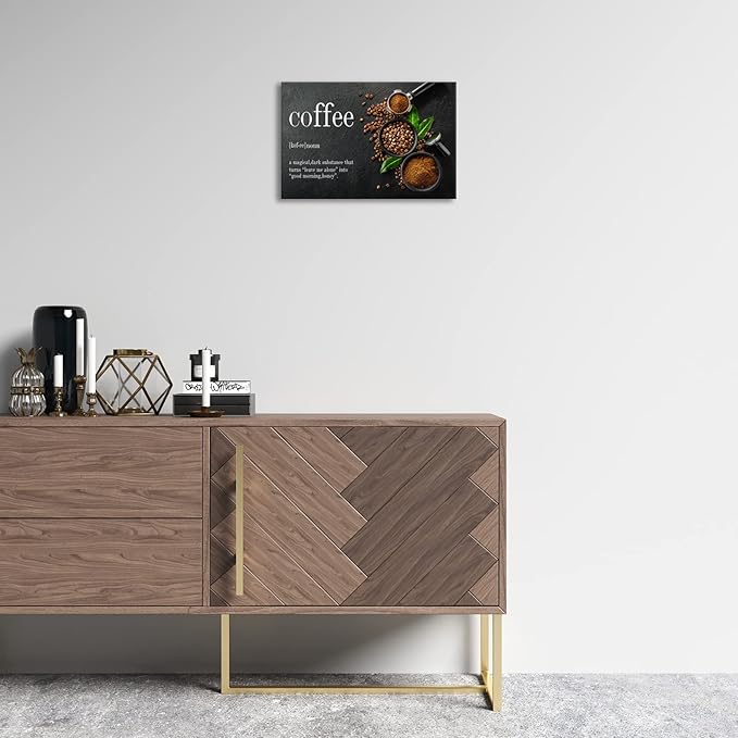 BWSPACE Coffee Bean Decor Canvas Wall Art - Kitchen & Office Modern Coffee Decorations - 12x18 inches
