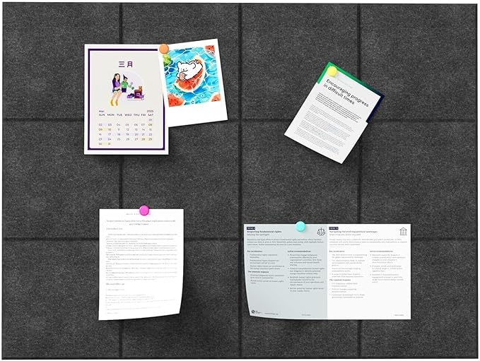 Large Cork Boards for Walls – 48" x 36" Self Adhesive Felt Wall Tiles, Ideal for Office Wall Organizing Bulletin Board, Easy to Install Cork Boards Felt Board