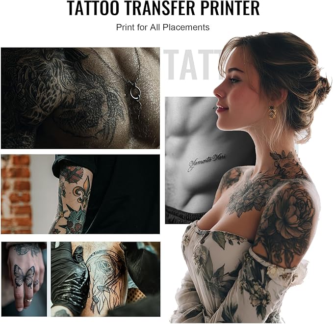 2026 New 2 in 1 Tattoo Stencil & Document Printer, Wireless Bluetooth Thermal Printer - HD Fast Transfer, Portable Easy-to-Use for Tattoo Artists/Shops, Travel, Home, Office - Black