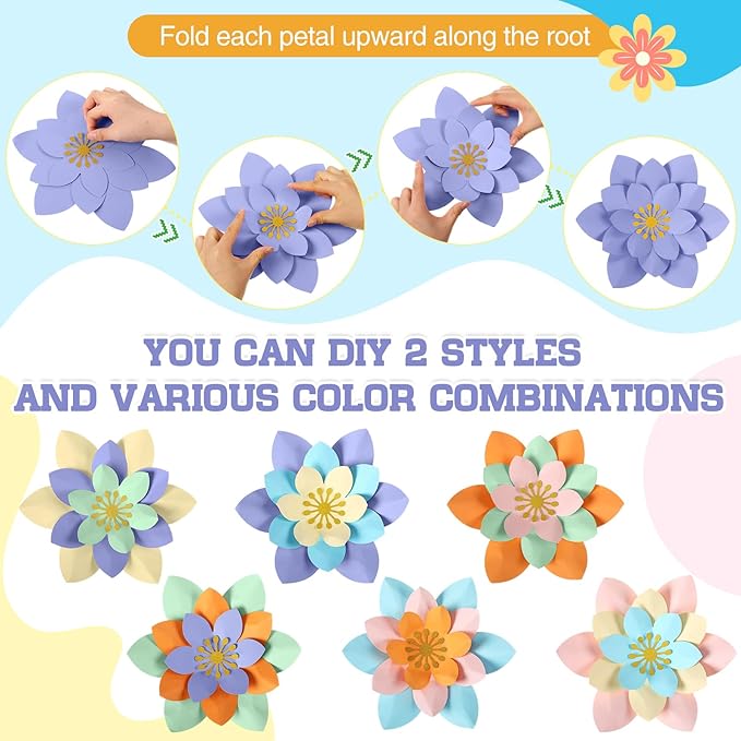 18 Pcs Paper Flowers Decor for Wall DIY Flower Bulletin Board 3D Spring Fiesta Mexican Paper Floral Decoration for Photo Backdrop Classroom Back to School Party(Lotus-Shaped,Bright)