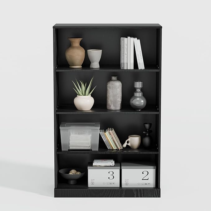 Casaphoria 49" H Wooden Bookshelves, 4 Tier Wide Bookshelf with Adjustable Shelves, Deep Farmhouse Bookshelf for Living Room,Bedroom & Home Office