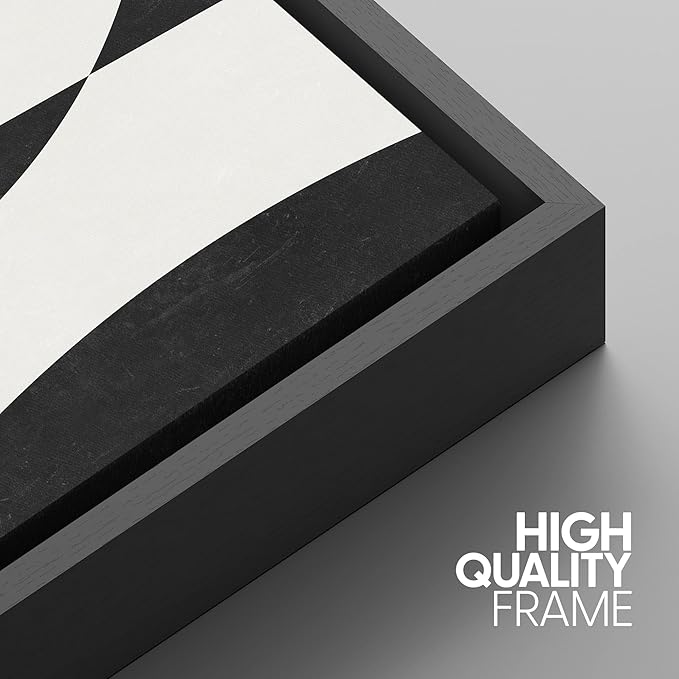 IDEA4WALL Framed Canvas Print Wall Art Set Art Deco Mid-Century Black White Polygons Abstract Shapes Illustrations Modern Art Contemporary for Living Room, Bedroom, Office - 24"x36"x3 Black