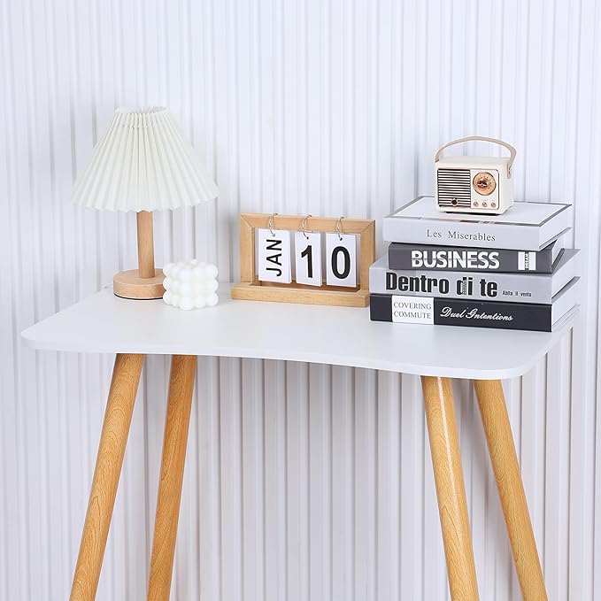 Computer Desk,Modern Ergonomic Arc Design Thickened Plate Spacious Desktop Computer Desk,Furniture Solid Wood Work Writing Home Office Table,Heavy Duty Study Writing Desk White