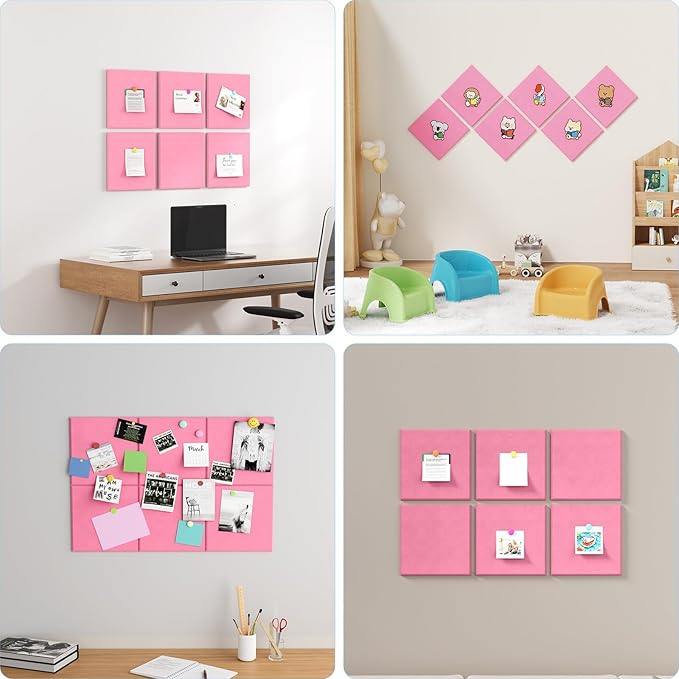 Large Cork Boards for Walls – 36" x 24" Self Adhesive Felt Wall Tiles, Ideal for Office Black Bulletin Board, Easy to Install Pin Board Photo Board