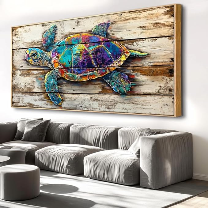 Sea turtle Abstract Wall Art For Living Room Large Size Framed Canvas Wall Art Wall Decor Abstract Art Paintings Modern Artwork Decor for Bedroom Bathroom 40x20in