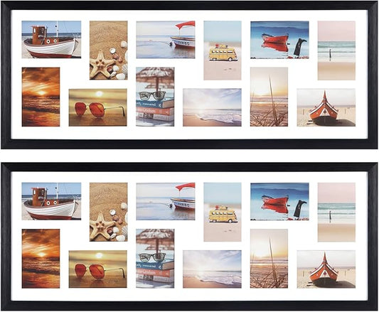 HORLIMER 4x6 Collage Picture Frame Set of 2, 12 Openings Multiple Frames Display 4 by 6 Photo with Mat for Wall Hanging