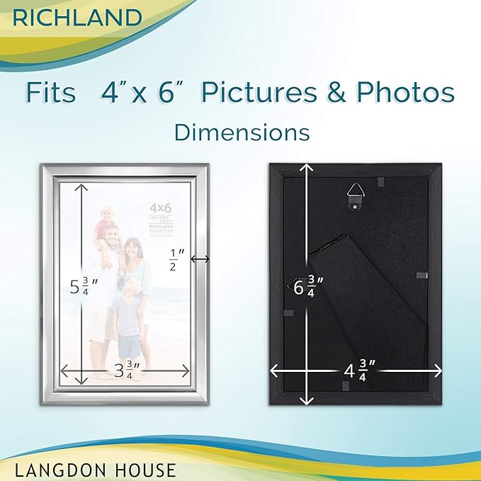 Langdon House 4x6 Silver Picture Frame - Distinguished Edging for Classic Style - Richland Collection