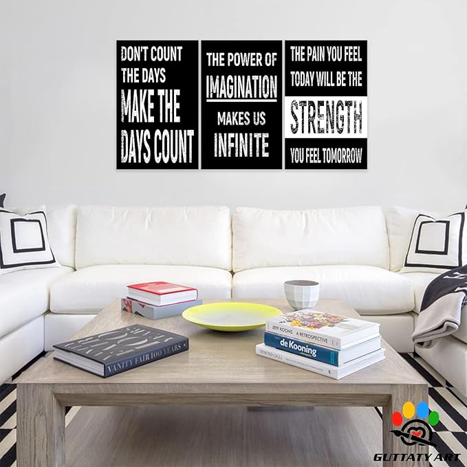 Office Wall Art-3 Panel Motivational Canvas Art for Home Office, Positive Quote Art, Entrepreneur Poster Frame 20'x30'x3Pcs