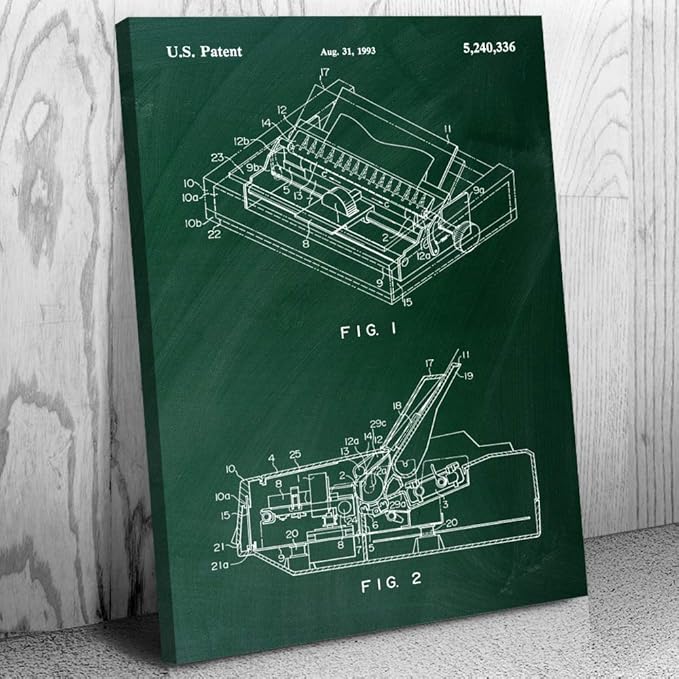 Patent Earth Dot Matrix Printer Canvas Print, Computer Lab Art, IT Tech Gift, Printer Blueprint, Office Decor, Computer Science Art Green Chalkboard (13 inch x 19 inch)