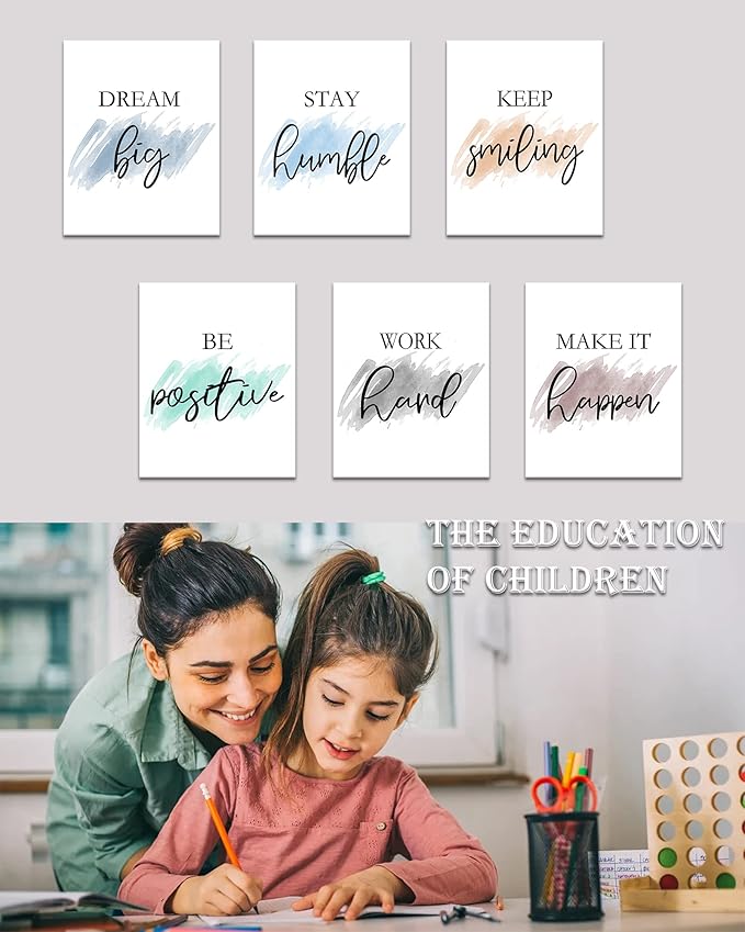 𝗗𝗿𝘀𝗼𝘂𝗺 Motivational Wall Decor Inspirational Office Wall Art Quotes Wall Art for Living Room Encouraging Canvas Posters for Office Bedroom Sayings for Wall Decor - 8” x10” x6 PCS (𝗙𝗿𝗮𝗺𝗲𝗱)