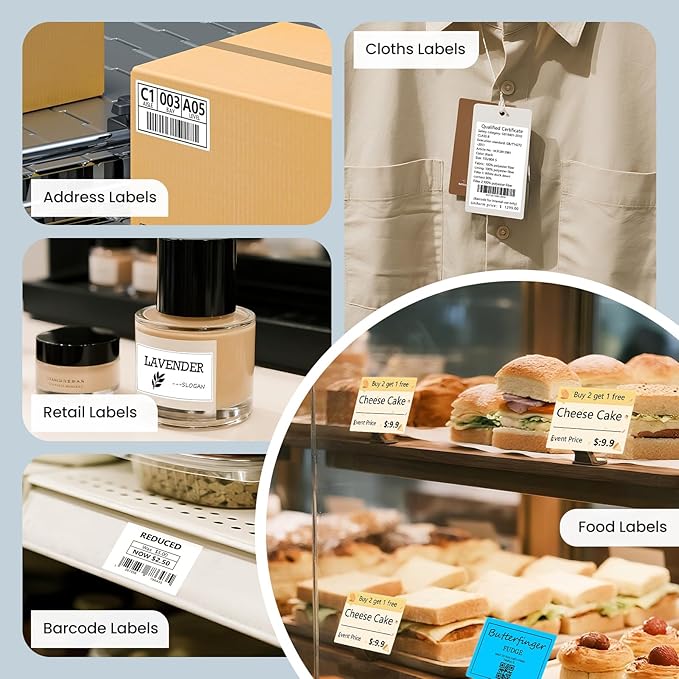CLABEL Desk Bluetooth Barcode Label Printer: 221D Label Maker with Direct Thermal Printing, 2 Inch Print Width for Barcodes Address Office Warehouse with 1 Roll Label