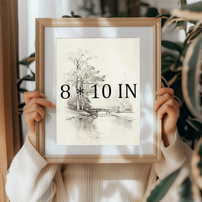 uniro Sketch Tree Canvas Wall Art Prints - Neutral Wall Art for Home Decor- Vintage Farmhouse Engrave Line Wall Art - Grey Neutral Sketch - Minimalist Mid Century French Country Room Decor (8" x 10"-UNFRAMED)