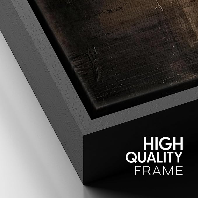 SIGNFORD Framed Canvas Print Wall Art Abstract Earthy Tones Rustic Neutral Illustrations Modern Art Decorative Bohemian Relax/Calm for Living Room, Bedroom, Office - 16"x24" Black