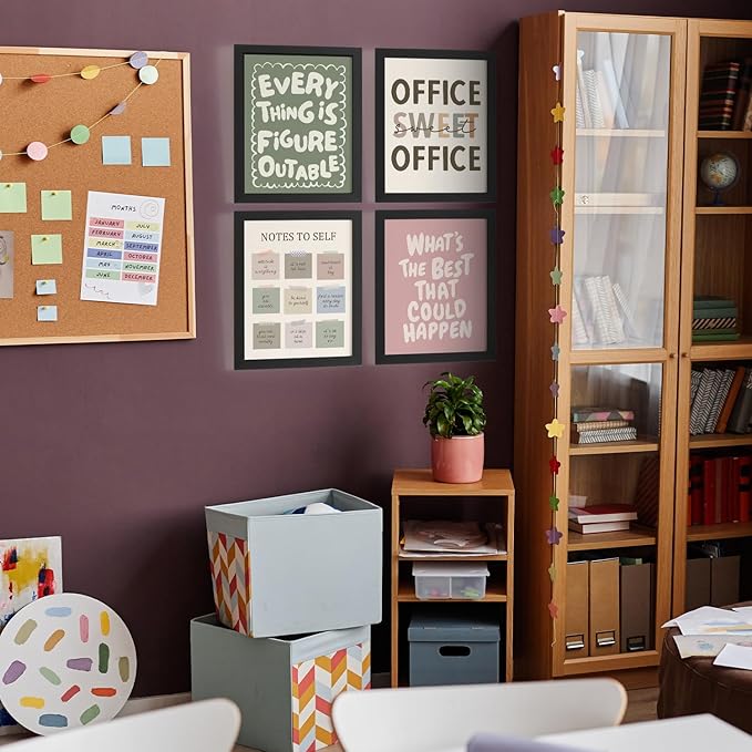 DSHFG Motivational Office Wall Art Decor Prints Set of 4, Inspirational Artwork Wall Decor for Office, Affirmation Cubicle Decorations, 8x10 Unframed