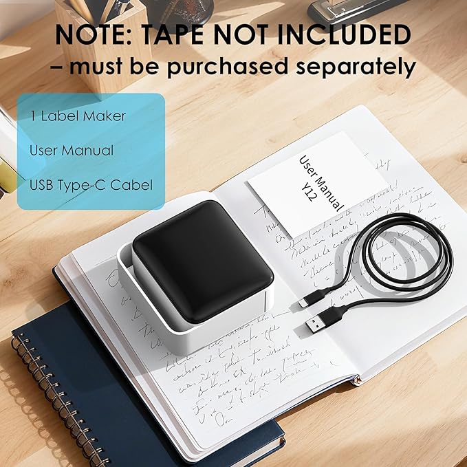 Y12 Bluetooth Label Maker Machine (No Tape), Wireless Thermal Sticker Printer for Home, Kitchen, Office & Organization – Mini Portable Label Maker with Versatile Templates, White