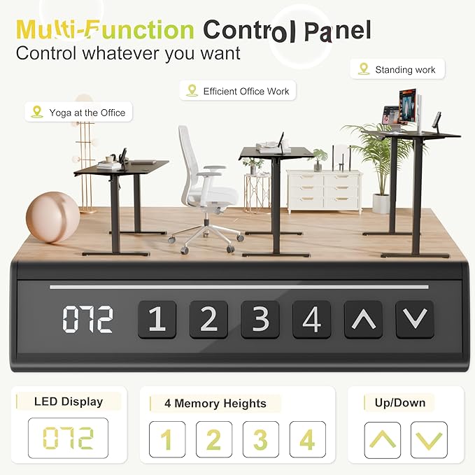 Furmax Electric Standing Desk, 40 x 24 Inches Sit Stand up Desk, Sit Stand Height Adjustable Home Office Desk with 4 Height Position Memory - with Splice Board (Black, 40)