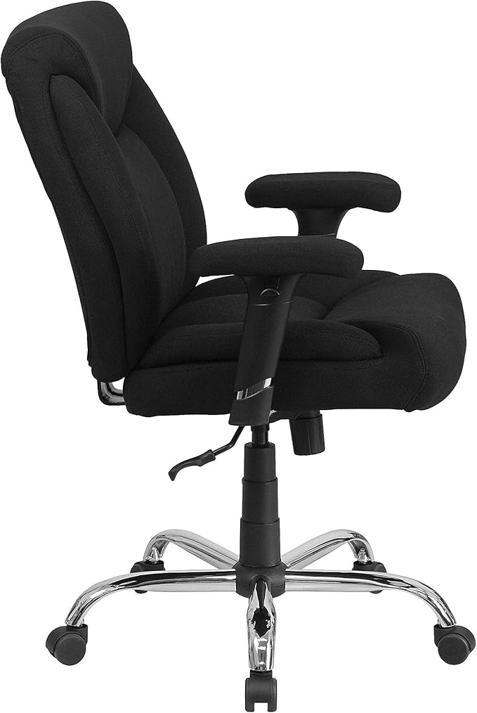 Flash Furniture HERCULES Series Big & Tall 400 lb. Rated Black Fabric Deep Tufted Swivel Ergonomic Task Office Chair with Adjustable Arms
