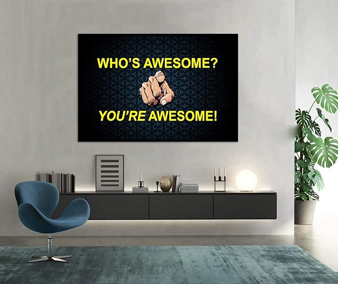 Yatsen Bridge Wall Art Who’s Awesome You’re Awesome Motivational Quote Poster Frame Modern Gallery-Wrapped Entrepreneur Inspirational Motto Canvas for Office Home Decor 28''Hx44''W