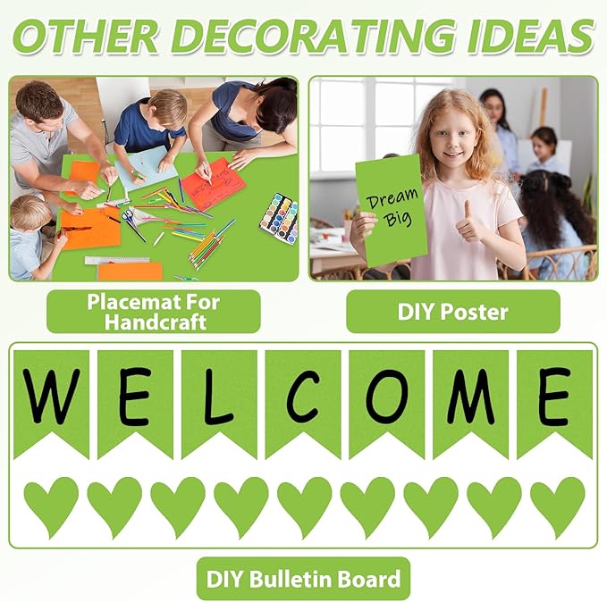 Qyeahkj 17.7in x 20ft Bulletin Board Paper Roll Bulletin Board Background Paper Fade Resistant Classroom Decoration Poster Art Craft Home Wall Education Decor Supplies Lime Green