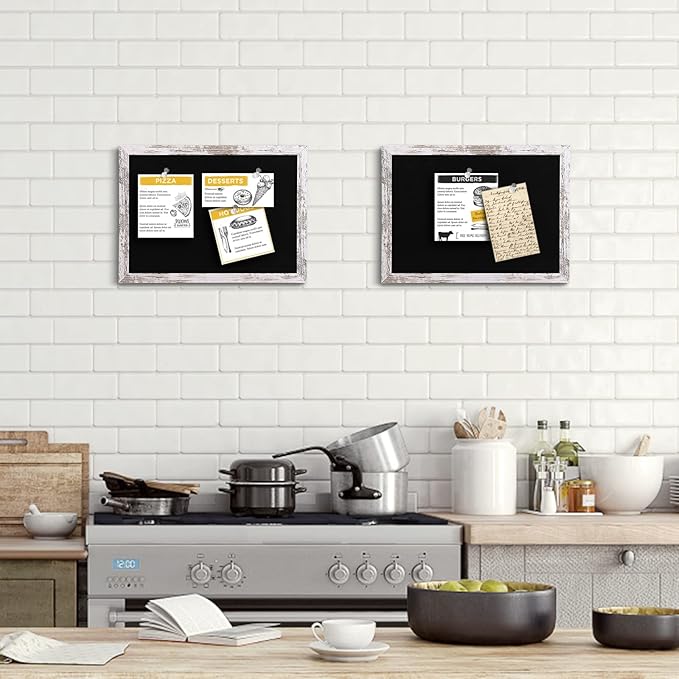 Black Felt Bulletin Board, Bulletin Boards for Walls with Wood Frame, Pin Board Vision Board for Office Home Kitchen and School with Pins, Screws, Anchors, 14.2x10.2 inches,1pc