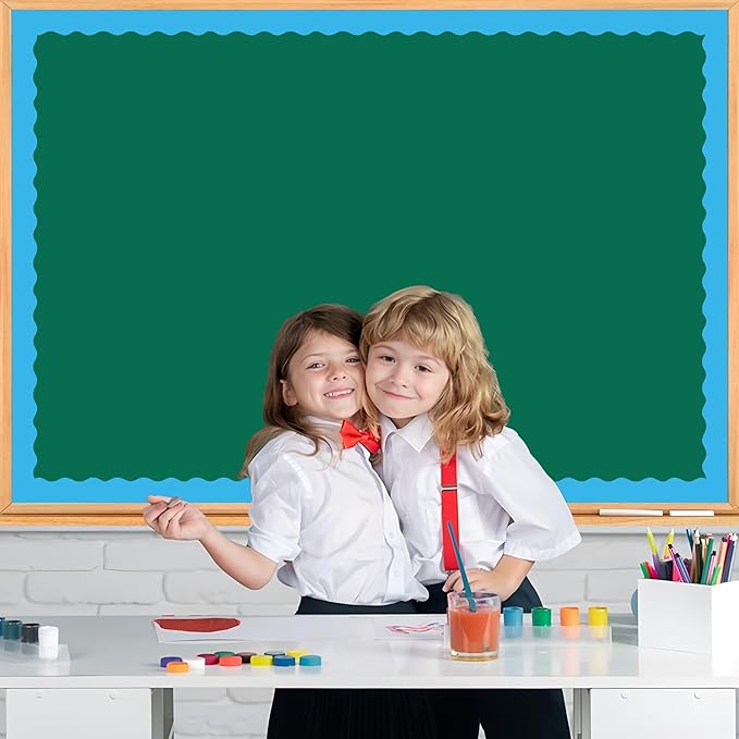 240 Ft Rainbow Bulletin Board Borders Colorful Classroom Borders Scalloped Border Trim Roll Rainbow Bulletin Board Decorations for Classroom Chalkboard Home Wall Office Decoration, 6 Rolls