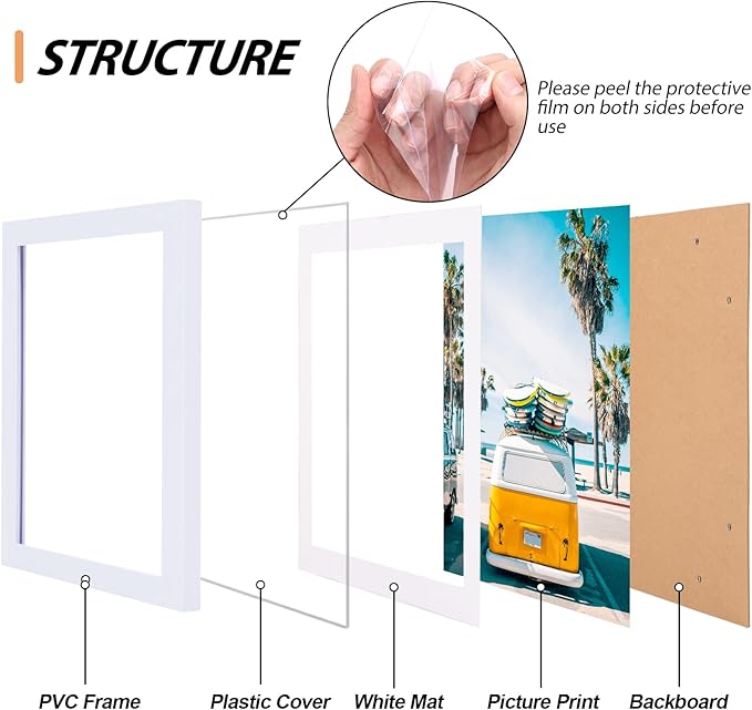 Fixwal Picture Frames Set, Gallery Wall Frame Set Picture Frames Collage 15 Pack for Wall or Tabletop with 8x10 5x7 4x6 Frames, White