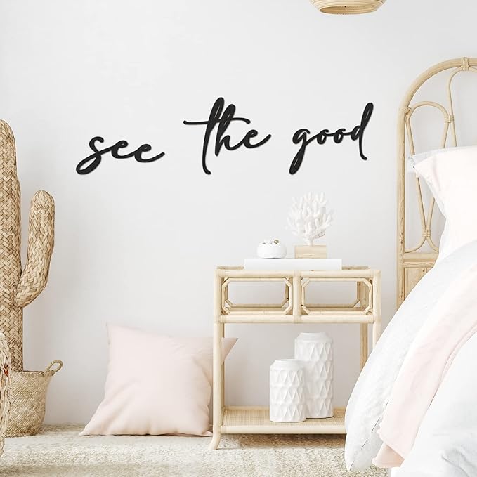 Unittype 3 Pcs Inspirational Wall Art Black See The Good Walls Art Mental Health Office Wall Decor Boho Rustic Modern Wood Motivational Walls Decals for Living Room Kitchen Bedroom