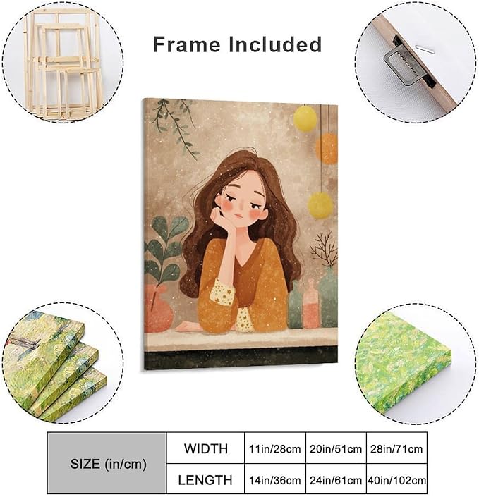 Wall Art Framed Canvas Whispering Desk Painting Ready to Hang Abstract Artwork for Bedroom Living Room Office Wall Decor Modern Home Interior Unique Design Print