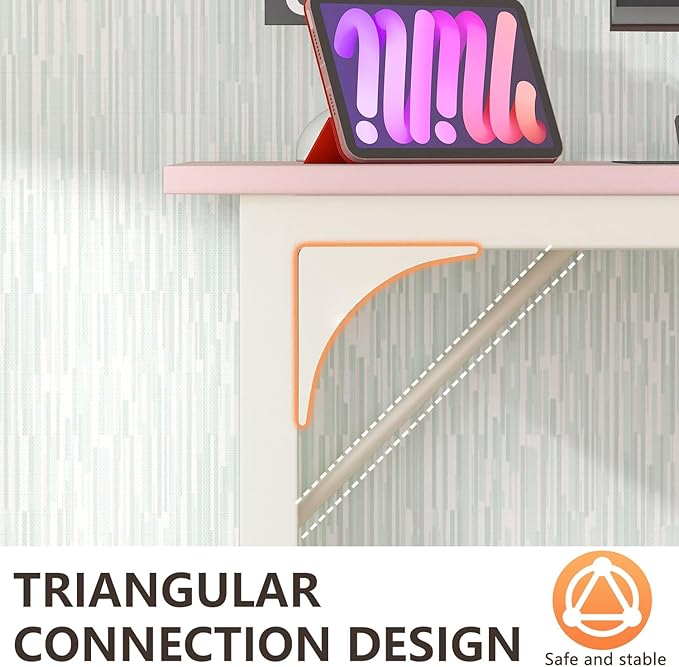 BestOffice Computer Desk,Home Office Desk, Modern Simple Style for Home Office Study Writing (Pink, 32 Inch)