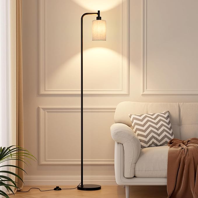 Floor Lamps for Living Room - Tall Standing Lamp with Linen Shade, Floor Lamp with LED Bulbs, Modern Floor Lamps for Bedroom Office Corner