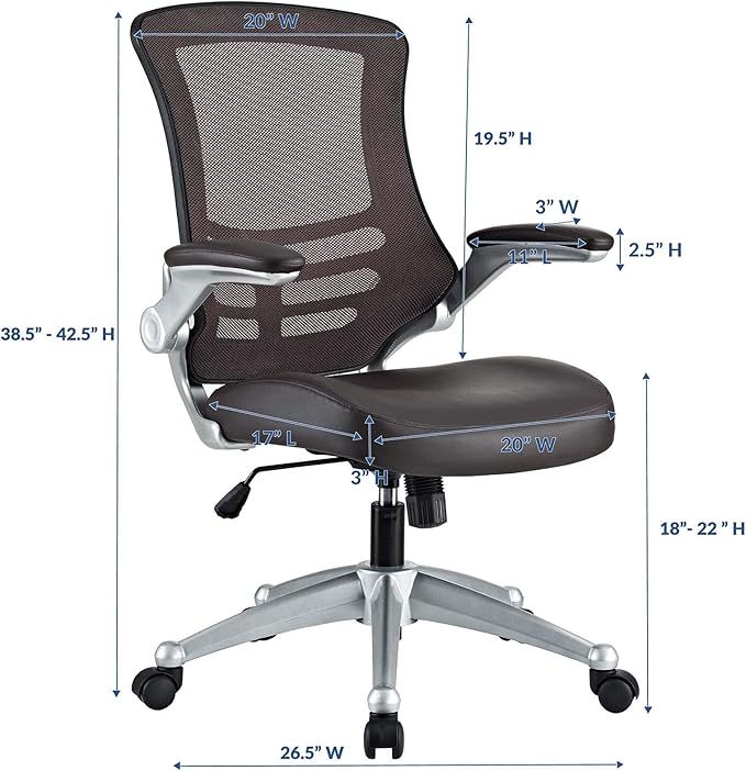 Modway Attainment Mesh Back and Vinyl Seat Modern Office Chair in Brown