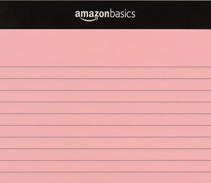Amazon Basics Wide Ruled Lined Writing Note Pads with Sturdy Back, 8.5" x 11.75", Multicolor, 6-Pack, 300 Sheets, Perforated