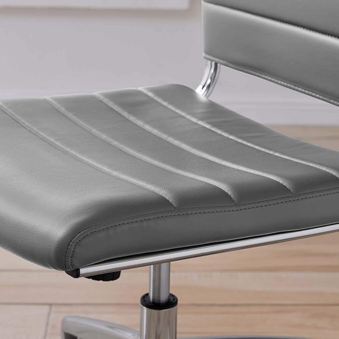Modway Jive Ribbed Armless Mid Back Swivel Conference Chair In Gray