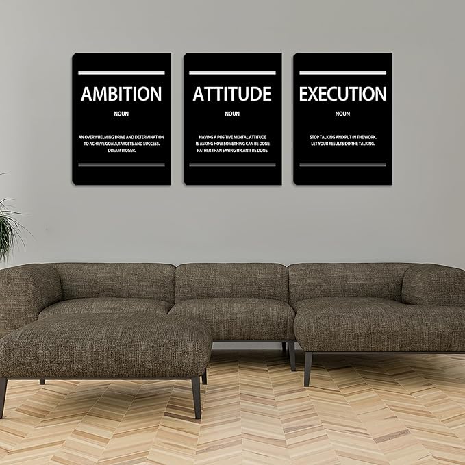 Halioyo Motivational Wall Art - 3 Pieces Inspirational Office Wall Decor with Positive Saying, Ready to Hang Canvas Prints Poster for Classroom Bedroom Living Room(12 x 16 inch)