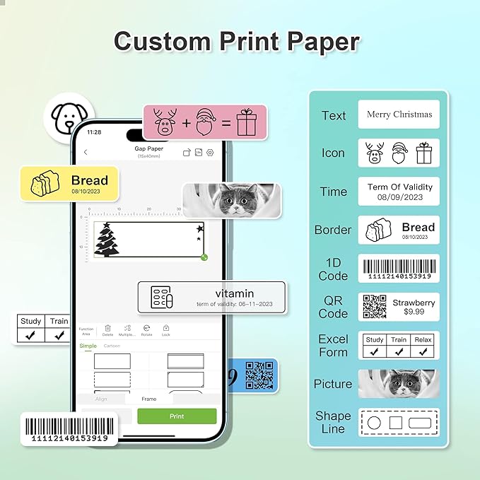 Nelko Green Label Maker Machine with Tape, P21 Label Printer, Adapted Label Print Paper, 14x40mm (0.55"x1.57"), Standard Laminated Office Labeling Tape Replacement, 180 Tapes/Roll, 3 Rolls, White