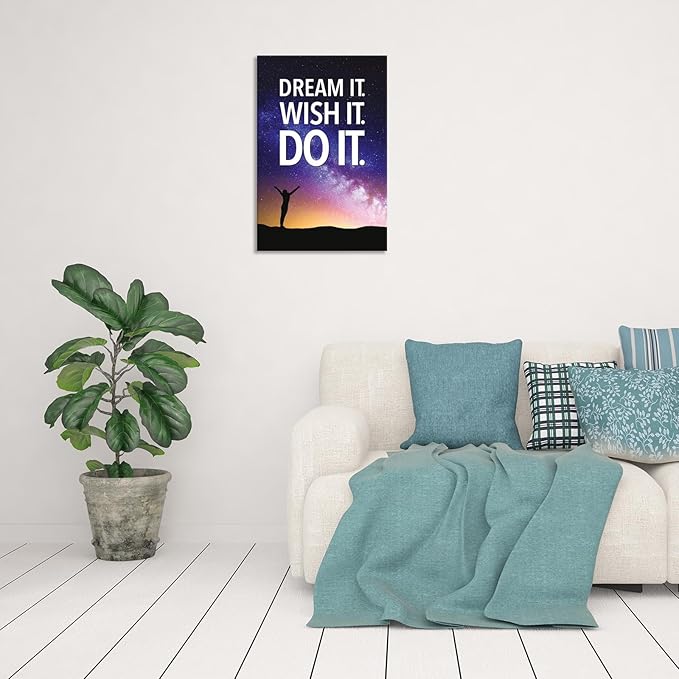 Funky Motivational Quotes Wall Art Trendy Motivational Dream It Wish It Do It Canvas Poster Work Motivation Hustle Inspiring Prints Painting For Office Living Room Wall Decor 16x24in Framed