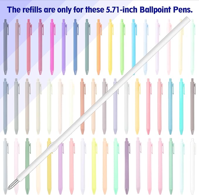 50 Pcs 1mm Retractable Ballpoint Pen Refills Bulk 4.92 Inch Replacement Ballpoint Ink Pen Refills Smooth Writing for Click Ball Point Pens School Office Supplies(Blue,Classic)