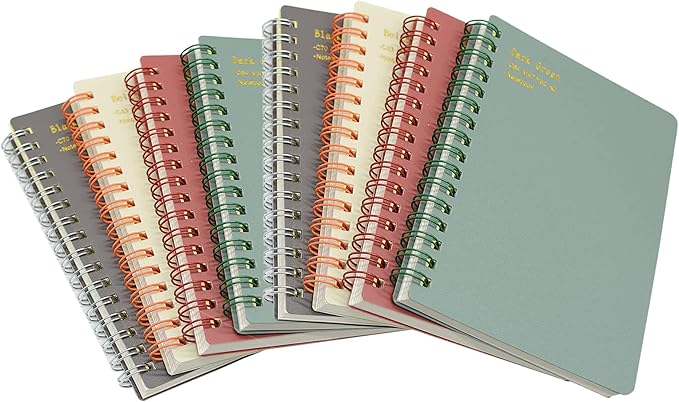 Yansanido Spiral Notebook, 8 Pcs 4 Color A6 Size Thick Plastic Hardcover 7mm College Ruled Paper 80 Sheets (160 Pages) Journal for School and Office Supplies (8 Pcs A6)