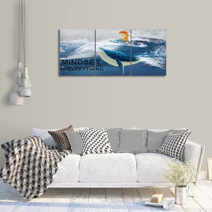 Motivational Canvas Wall Art Quotes Framed Wall Art 3 Pieces Bathroom Decor Inspirational Ocean Pictures Paintings Prints Wall Decoration for Home Bedroom Living Room Kitchen Office 60''W x 28''H