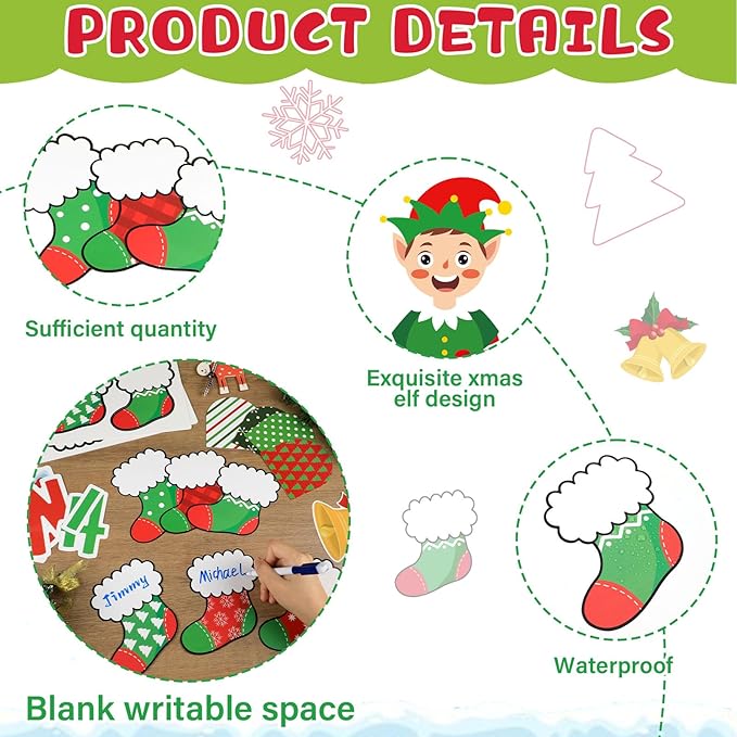 Christmas Bulletin Board Set Xmas Elf Hearth Classroom Bulletin Board Decorations Elf Fireplace Christmas Cutouts Classroom Decorations for Back to School Office Home Chalkboard Decor Wall Door
