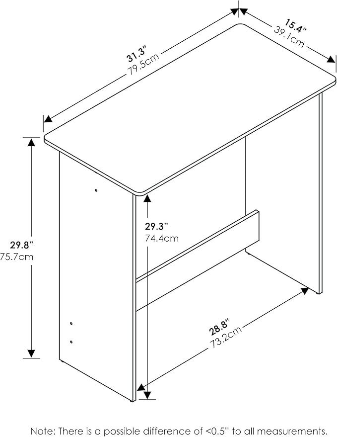 FURINNO Simplistic Study Table For Residential Use, French Oak Grey, 15.5 in x 31.5 in x 29.75 in (D x W x H)